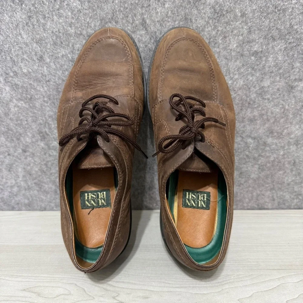 Nunn Bush Mens Brown Leather Moc Toe Oxford Dress Shoes 9.5‎